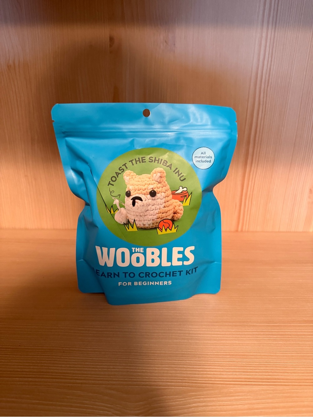 The Woobles Learn to Crochet Kit - Blue - Toast the Shiba Inu